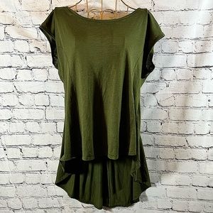 OLIVE GREEN JESSICA SIMPSON SHORT CAP SLEEVE FAIRY FASHION CARIBOU SHIRT